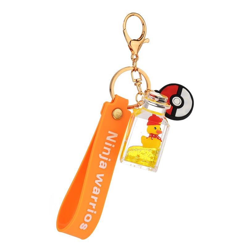 Creative Quicksand Little Yellow Duck Dinosaur Perfume Bottle Backpack Pendant Acrylic Accessory