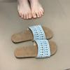 Ethnic style hollow cool slippers women's summer beach slippers 2025 new one-word drag niche