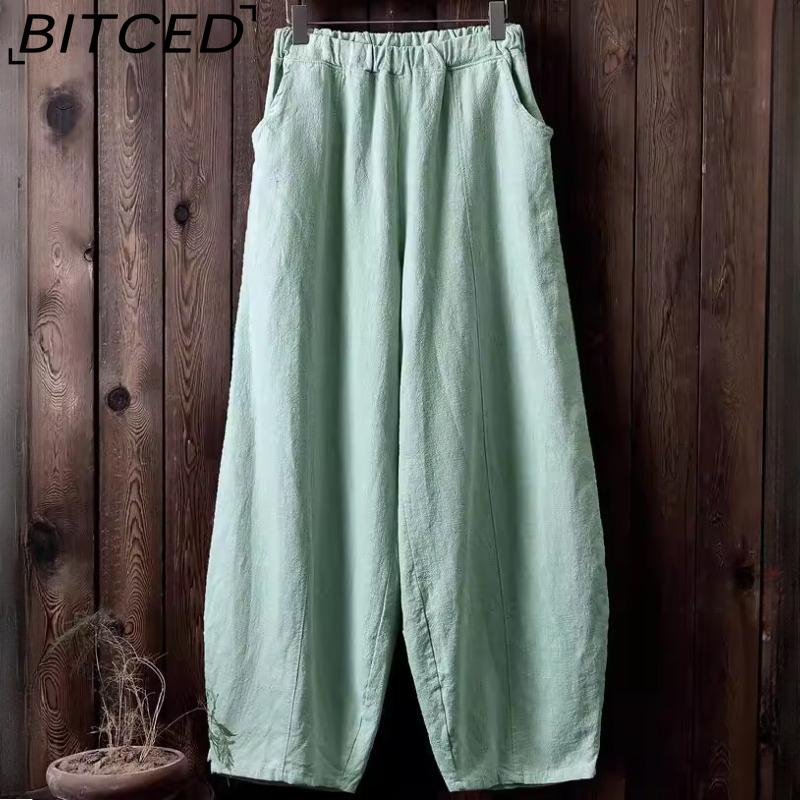 BITCED Women's Fashion Casual Solid Color Print Pants & Capris