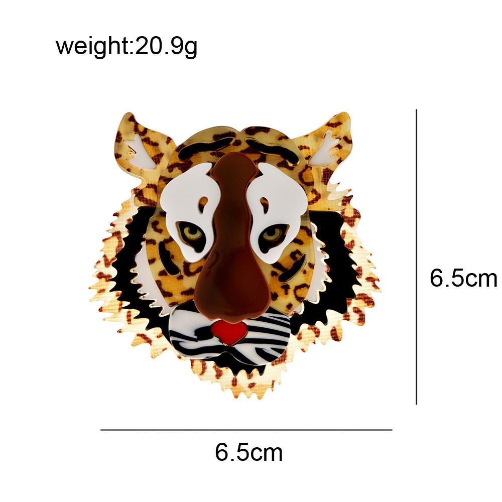 New Acrylic Tiger Brooch Pin Fashion Acetate Fiber Jewelry Animal Design Coat Accessories High Quality