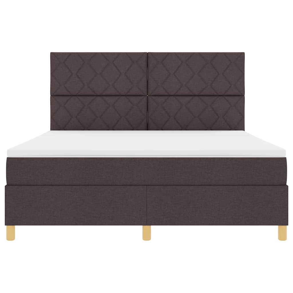 Box Spring Bed with Mattress Dark Brown 180 X 200 Cm Fabric
