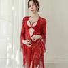 European and American Erotic Underwear Bohemian Style Nightgown Lace Dew Milk Leaves Irregular Erotic Temptation