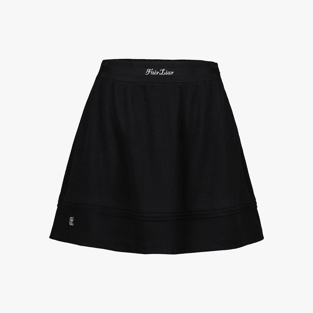 FAIRLIAR GOLF Waffle Banding Shirred Skirt (Black)