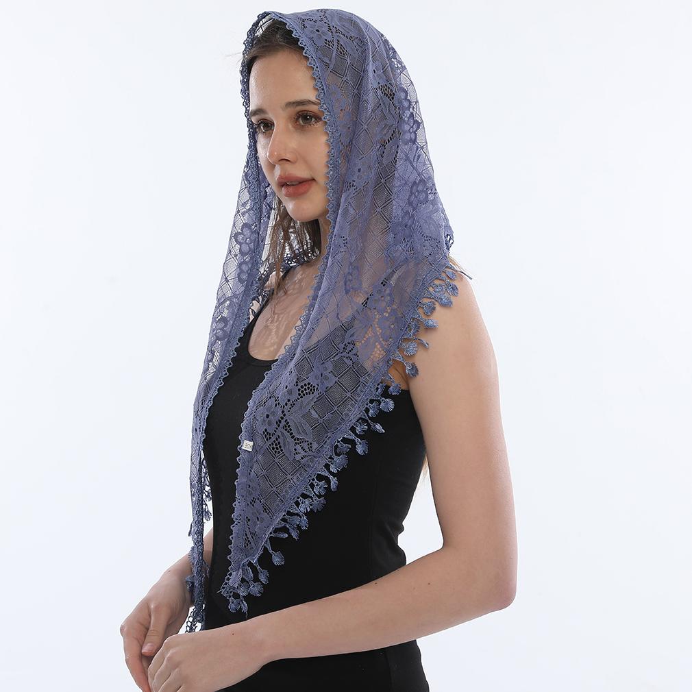 Embroidered Scarf for Church Shawl with Spanish Fringes Christian Veil Spanish Mantilla Lace Shawl Floral Women Handkerchief