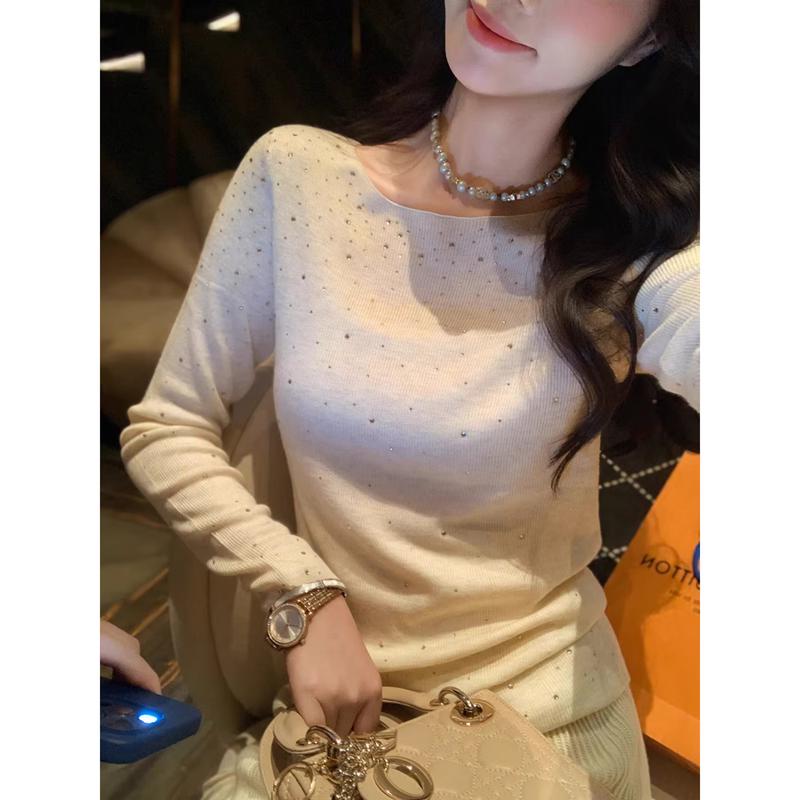 Women s Slim-Fit Rhinestone Knit Sweater M