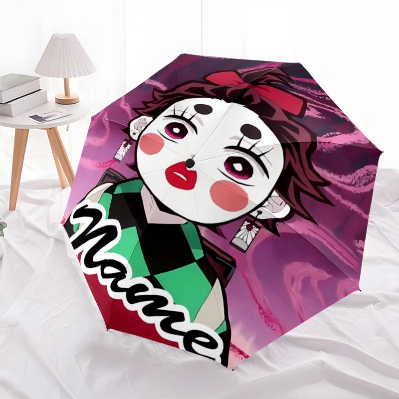 Personalized Name Demon Slayer Print Umbrella - Automatic Open/Close, Eight-Rib Durable Frame, Automatic Folding Umbrella