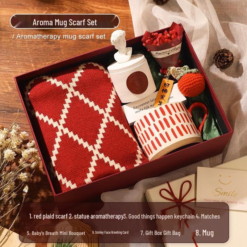 

Подарочный набор клетчатого шарфа к Новому году One Size