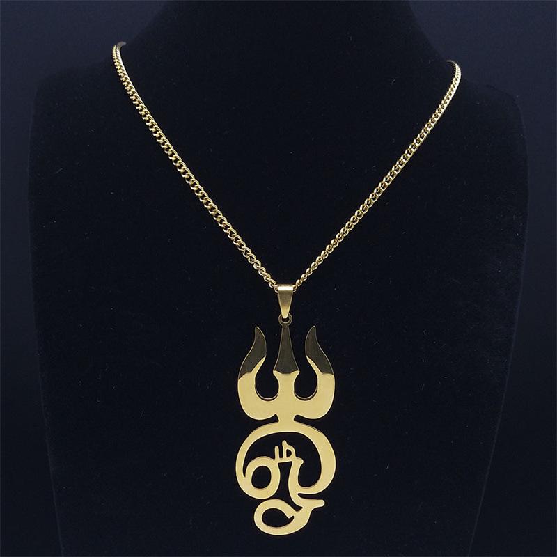 Cross Neptune Trident Necklace: Trendy Stainless Steel Hip Hop Pendant for Men's Sweater Chain