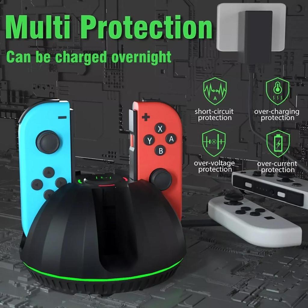 4 In 1 Controller Charger Charging Dock for Nintendo Switch / Switch OLED Joycon, with LED Indication and Charger Cable
