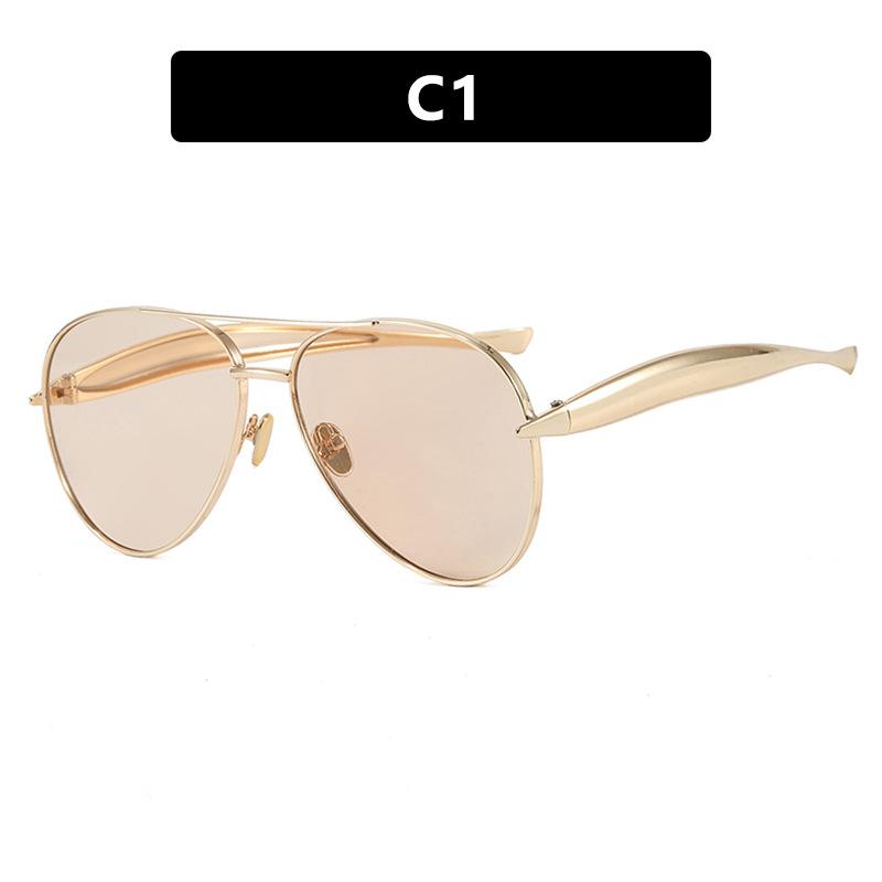 1PC Pilot sunglasses metal  new retro plain sunglasses high-end women's streetwear trendy sunglasses