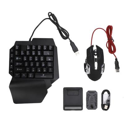 One Hand RGB Gaming Keyboard Backlit Mouse Combo with Converter Adjustable Phone Stand 4 In 1