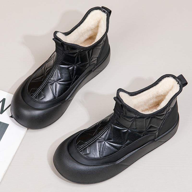 Women's Winter Platform Snow Boots Anti-Slip Warm Faux Fur Lining Ankle Booties Shoes Casual PU Leather Comfortable Fuzzy Walking Short Boot for Women