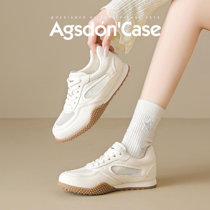 Augustus Single Net Little White Shoes Women's 2025 New Summer Academy Style Casual Flat Baseplate Shoes Sports Moral Training Shoes
