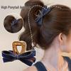 Korean Style Denim Bow Hair Clip - Versatile Shark Clip Accessory for Buns