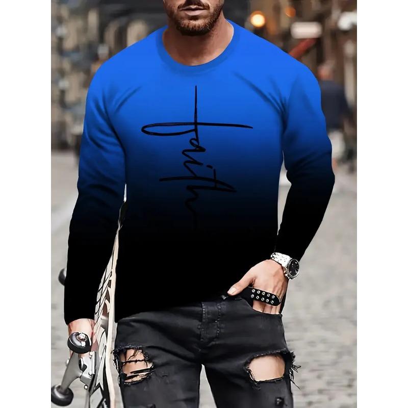 2025 3D Wolf Print Men's Round-neck T-shirt Street-style Men's Long-sleeved T-shirt Autumn-winter Daily Casual Men's Warm Top