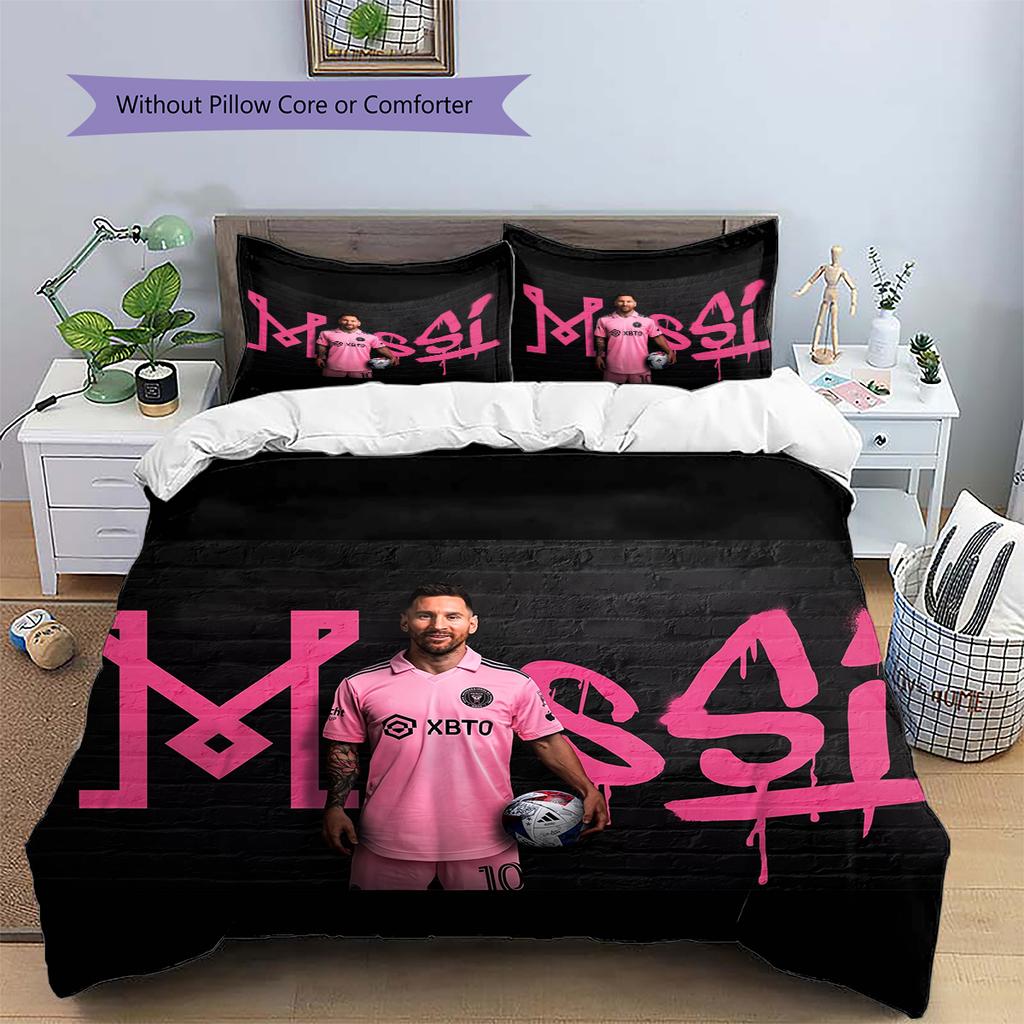 Messi Pattern Bedding Home Decoration Birthday Gift (1 * duvet cover + 2 * pillowcase, without core)