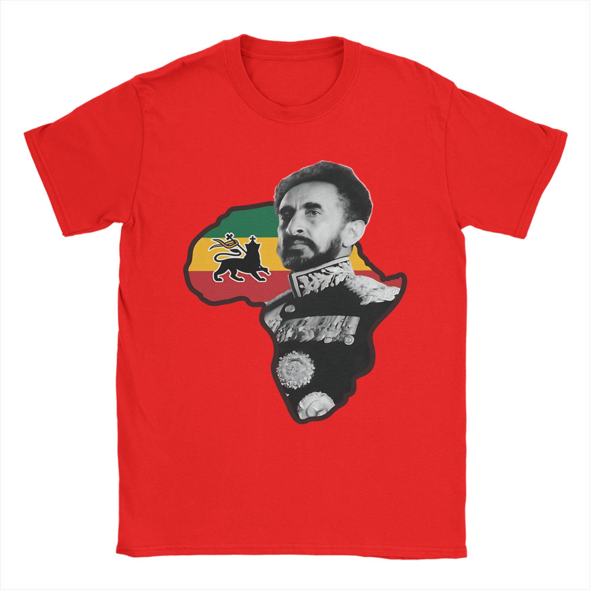

Awesome Haile Selassie I King Of Kings With The African Map T-Shirt Unisex Crew Neck Cotton T Shirts Short Sleeve Tee Shirt Tops S