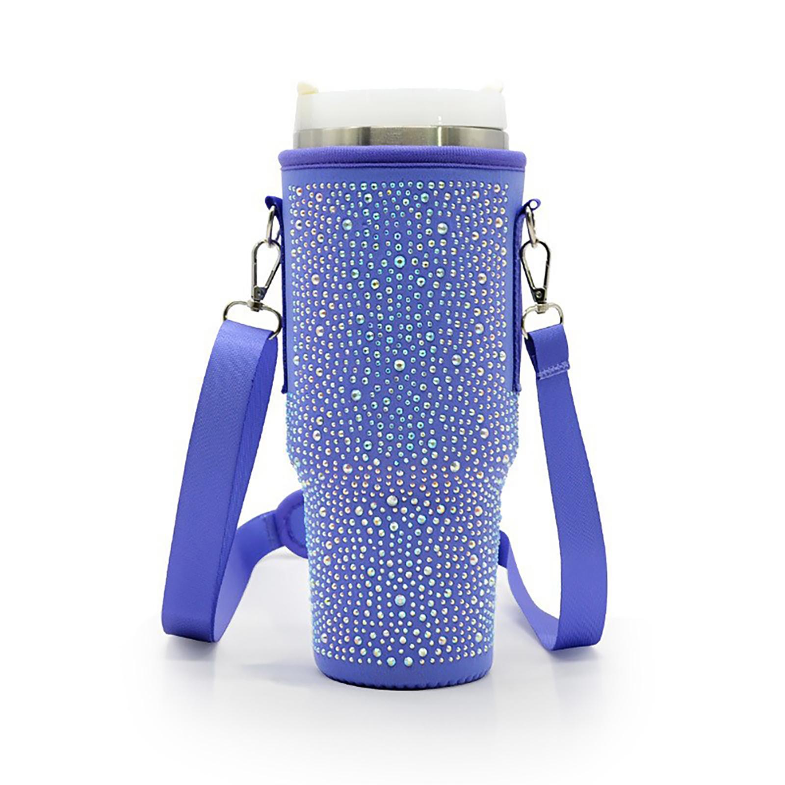 Water Bottle Carrier Bag With Adjustable Strap & Handle Neoprene Water Bottle Holder Pouch Accessories For H2.0 40oz Tumbler purple #1