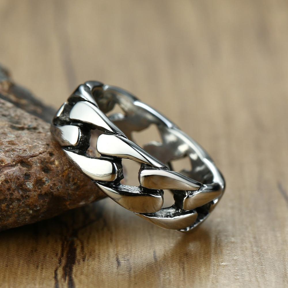 Kubanische Gliederring Herren Titanstahl Kette Schmuck Hip Hop Punk Gothic Stil Accessoires