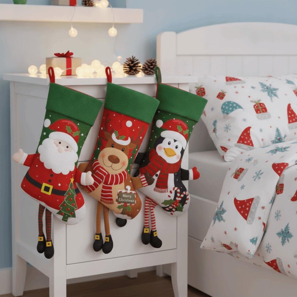 Cartoon Large Christmas Stockings Cute Christmas Tree Ornaments Candy Gift Bags  Xmas Tree Pendants