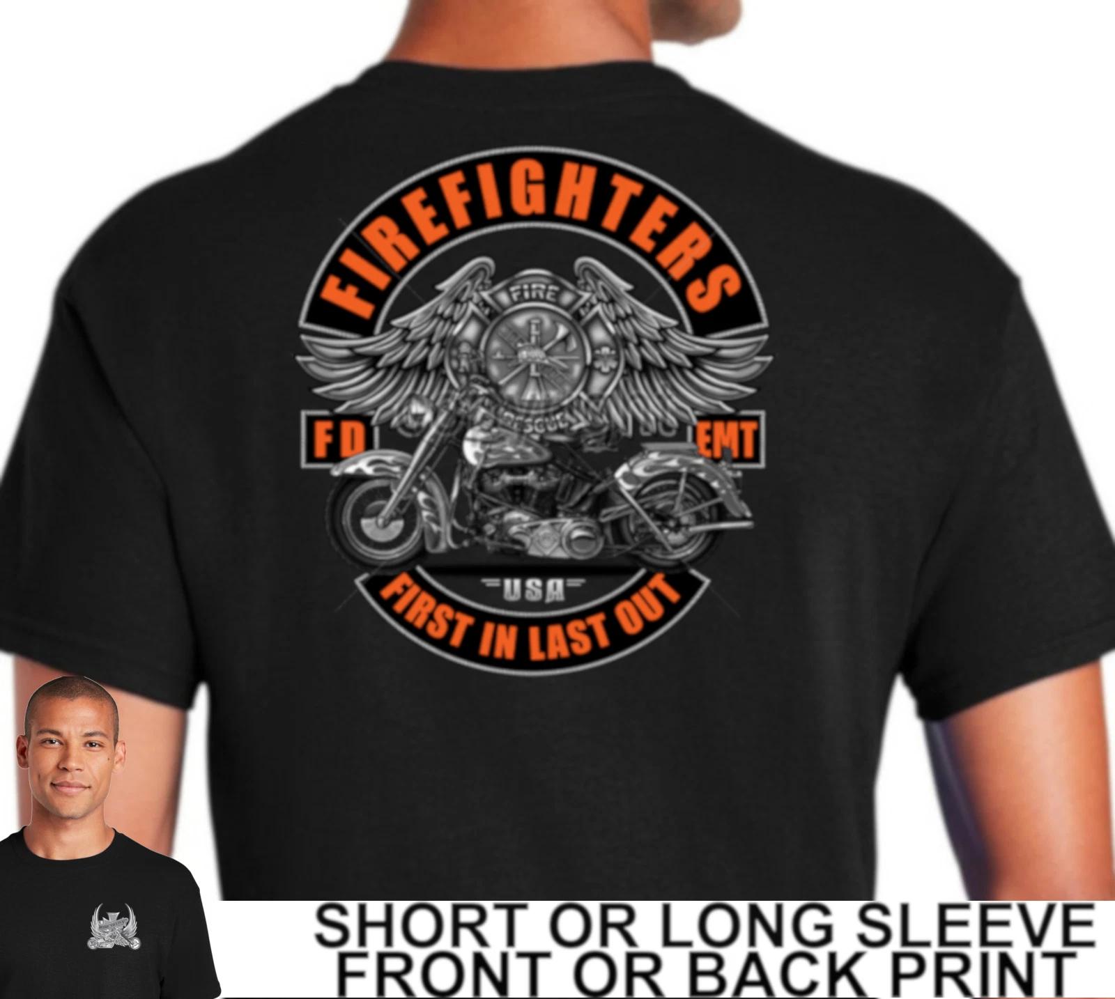 Biker Life Firefighter First Responder Custom Built Motorcycle Men s T-Shirt XXXXL