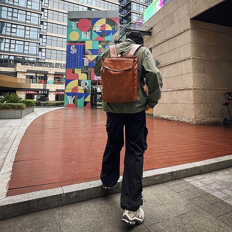 Retro Backpack, Men's Bag, Casual Commuting Computer Backpack, Schoolbag, Simple and Fashionable Travel Bag