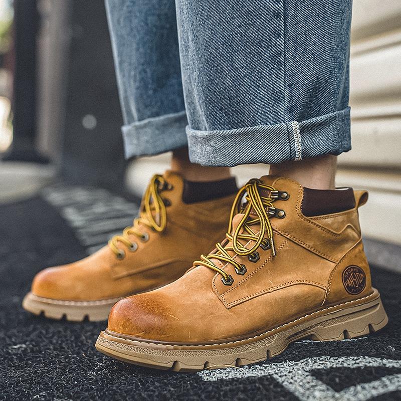 Maillard first-layer rhubarb boots retro British Martin boots thick-soled new mountaineering men's tooling boots