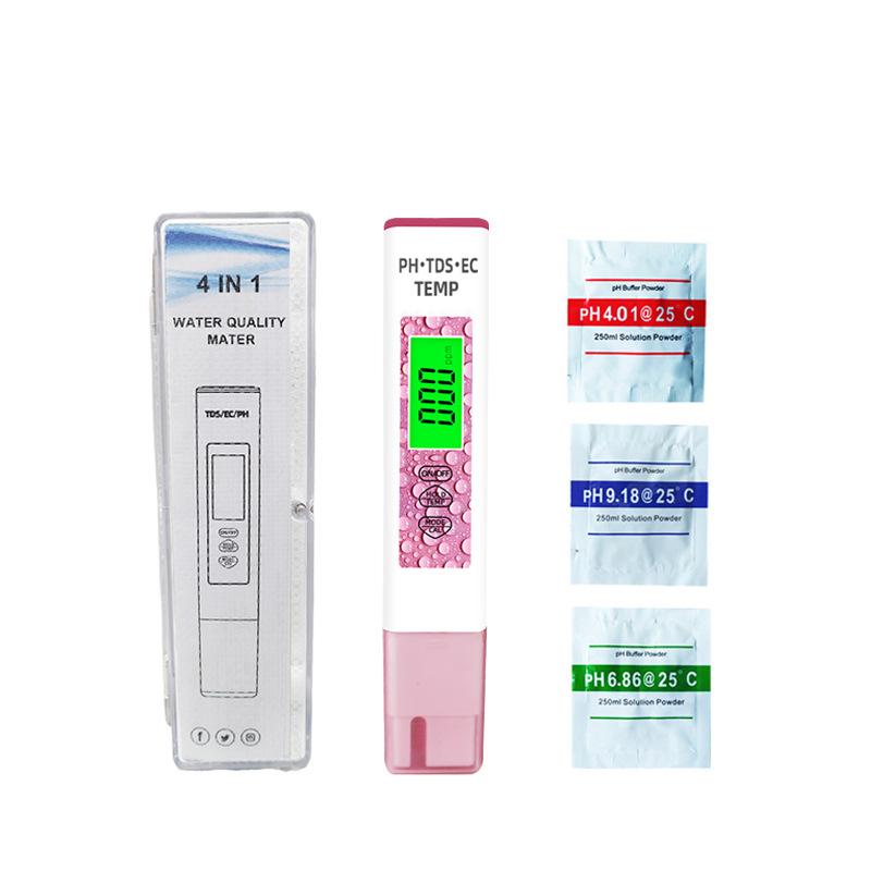 

2024 New Water Quality Test Pen 4 in 1 Water Quality Analyzer Ph Meter Ec Conductivity Tester розовый