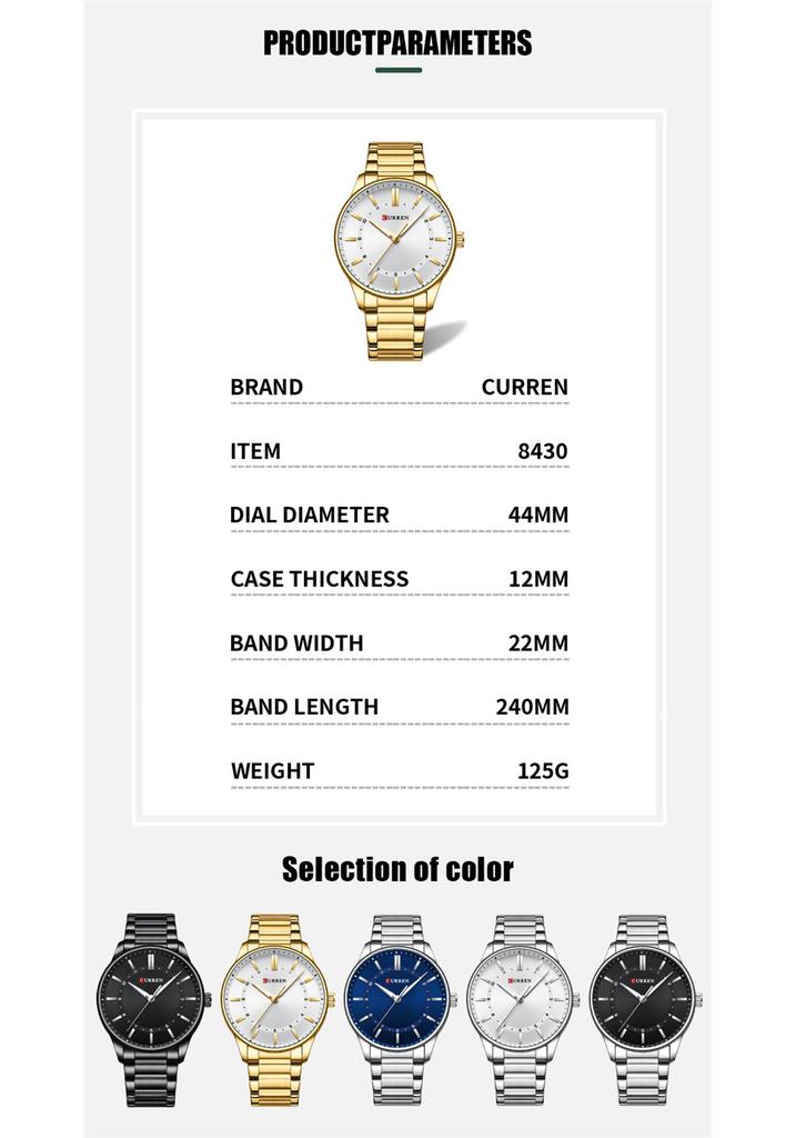 CURREN Sport Men Watch Top Brand Luxury Gold Military Waterproof Male Clock Stainless Steel Quartz Business Man Wristwatch 8430