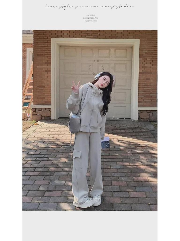 Plus Size Spring/Autumn Slimming Sweater & Jogger Set for Women