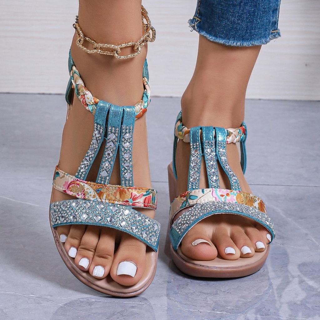 Plus Size Shoes for Women Summer 2026 Platform Wedges Rhinestone Elastic Band Sandalias De Mujer 35-43 Women Sandals