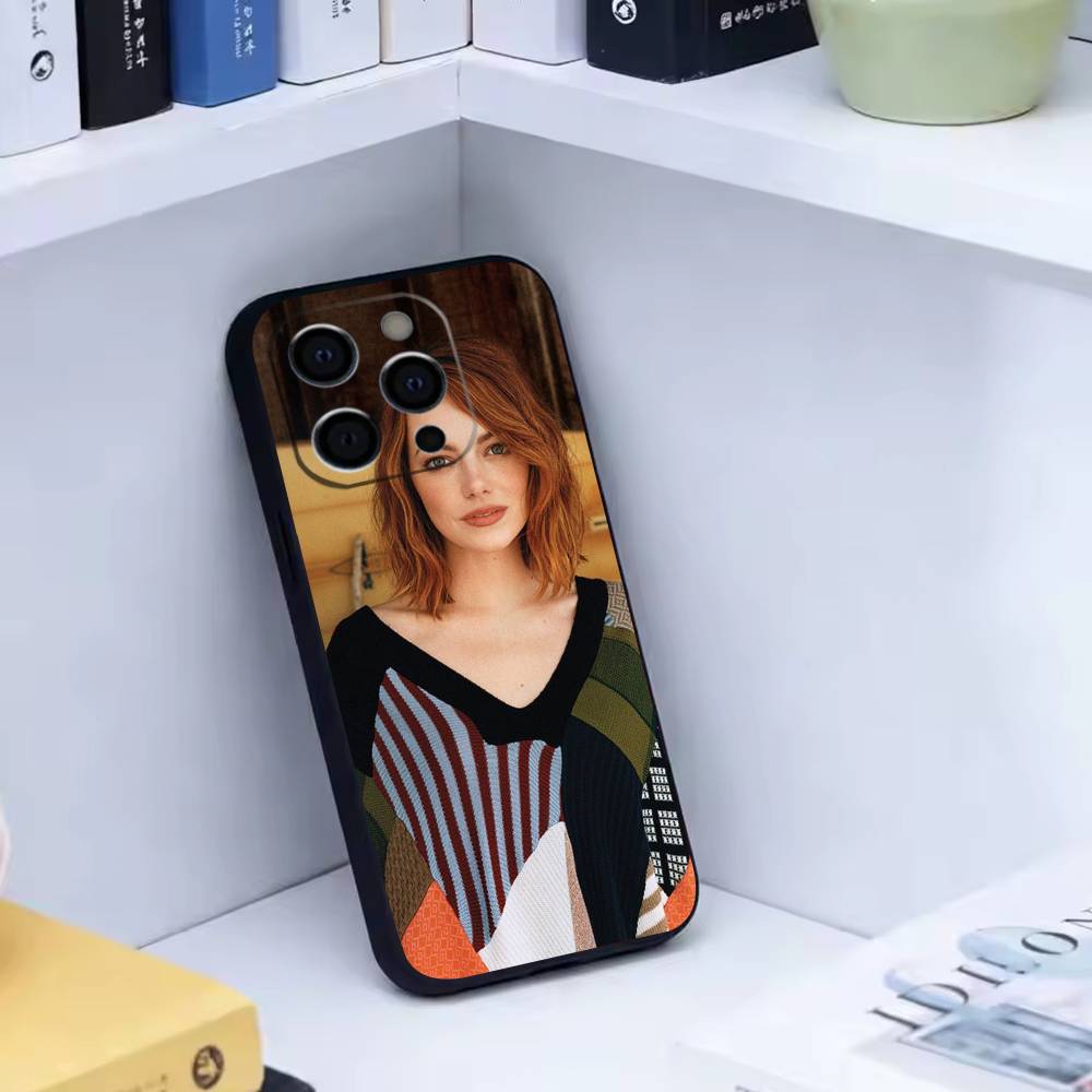 Actor Emma Stone Phone Case For iPhone 17, 16,15,14,13,12,11 Plus,Pro Max, Others Soft Black Cover