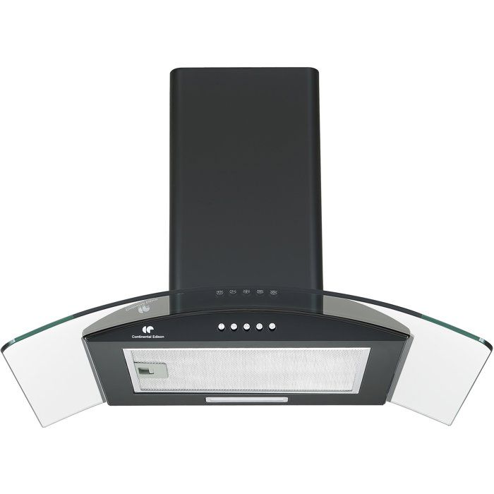 Decorative Cooker Hood - CONTINENTAL EDISON - CEH60GB2 - Class A - 60 X 47 X 50.84 Cm - Black / Glass