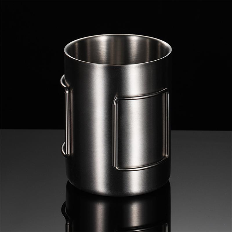 200-400ml Double-layer Stainless Steel Mugs Outdoor Camping Water Beer Mug Hike Handle Picnic Cups Family Friends Drinking Set