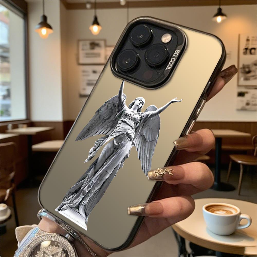 Angel Statue with Open Arms Hard Phone Case for Iphone 16 15 14 13 12 11 Pro Max Mini Shockproof Anti-Scratch Protective Cover