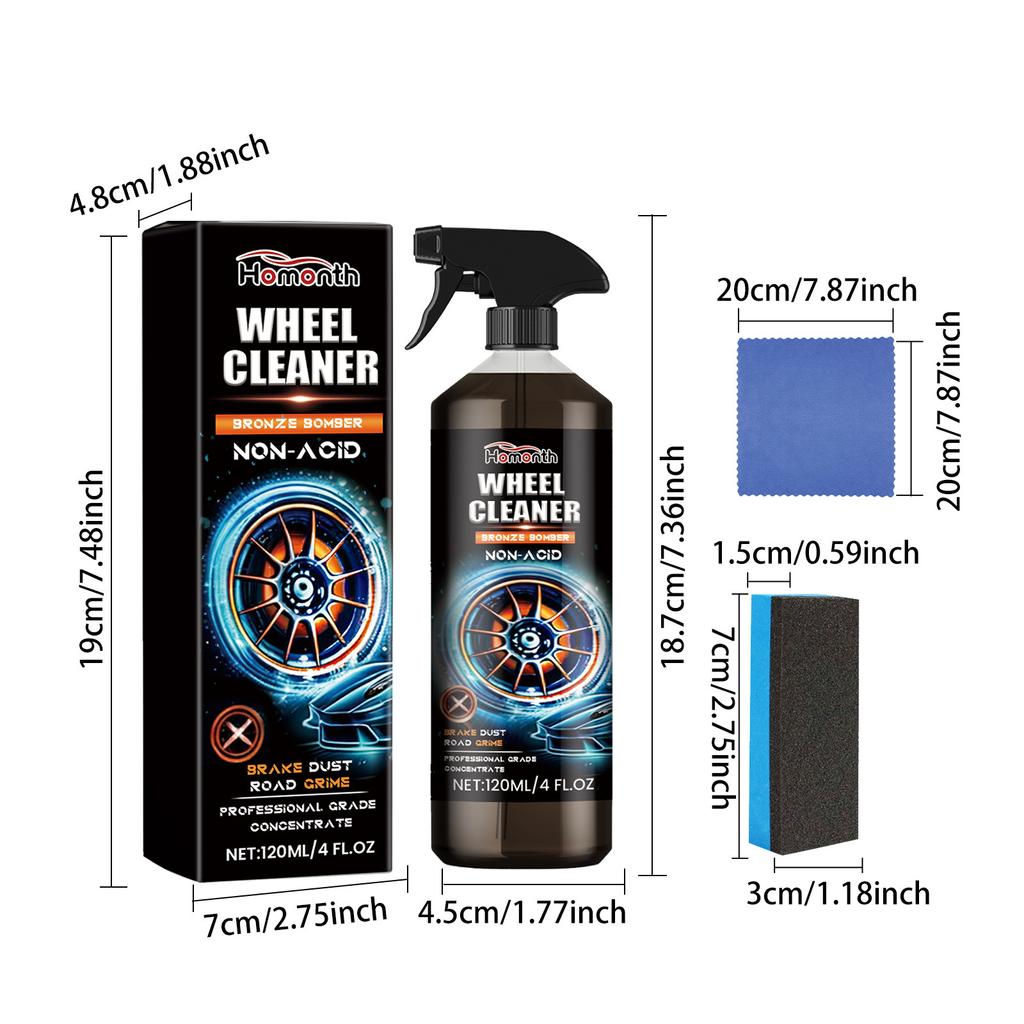 Homonth 120ML Metal Wheel Paint Iron Remover Spray Technology Professional Dust Rim Rust Cleaner Auto Detail Chemical Car Cleaning
