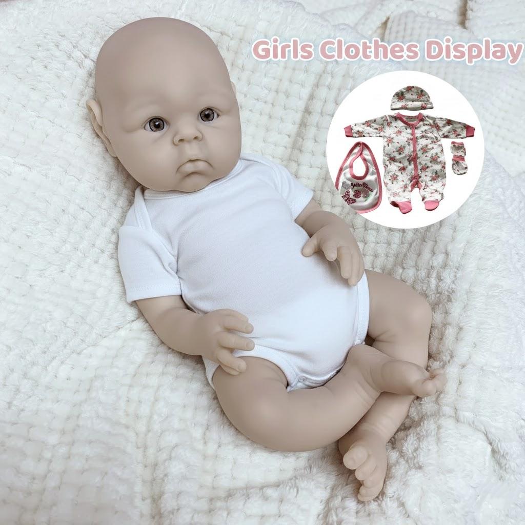 18Inch Open Mouth Solid Silicone Reborn Girl Doll With Washable Body Soft Touch Handmade Bebe Doll reborn tam silicon bebek Unpainted Girl