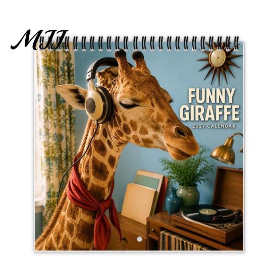 Functional Room Wall Decoration 2027 Funny Giraffe Calendar, Jan.2027-Dec.2027 12-Month Planner, Quirky Animal Calendar with Hilarious Art for