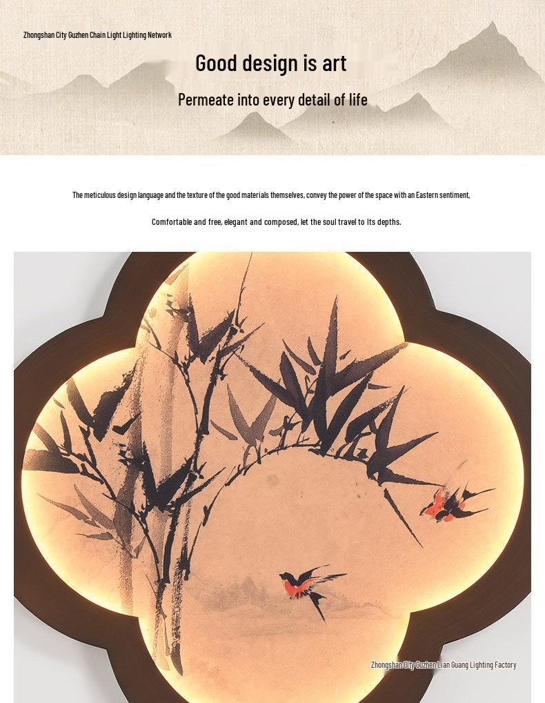 Song Dynasty Zen Mural Lamp: Retro Wall Light for Living Room, Hallway, and Staircase