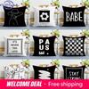 Black And White Ins Style Printed Decorative Pillowcase Bedroom Living Room Square Cushion Pillowcase