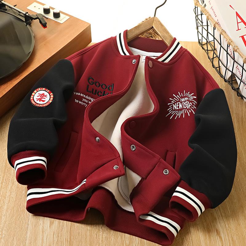 Parent-Child Velvet Jacket - Boys  Long-Sleeve New Year Outfit for Autumn/Winter 110