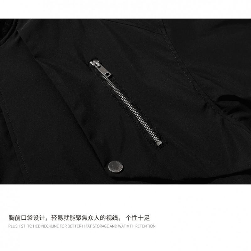 Black Stand Collar Zip-Up Oversized Utility Jacket Men Women Streetwear Casual Bomber Coat