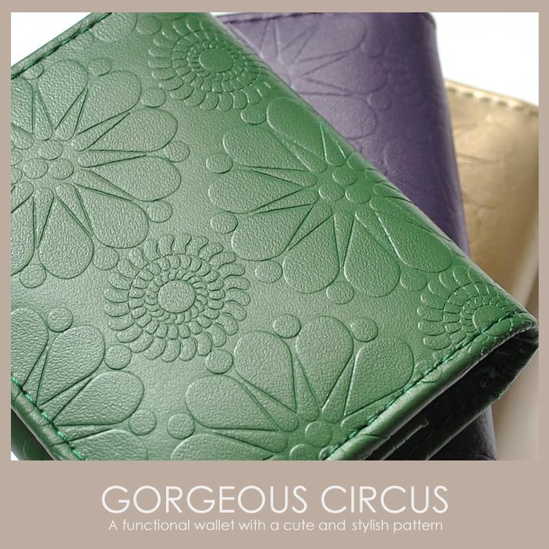 Women's Coin Purse, Box-Shaped, Embossed Cowhide Leather [No. 3194] (Purple)