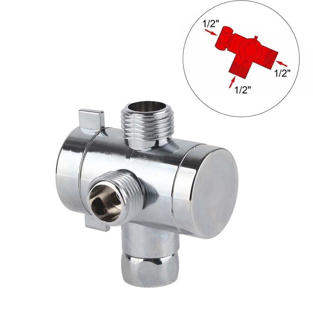 Chrome Finished 3 Way Shower Diverter G1/2 Inch Thread Bidet Diverter Valve Bathroom Use