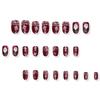 24 Stück rote, glitzernde, kurze, ovale künstliche Fingernägel mit Schneeflocken-Weihnachtsmann-Motiv, 3D-Drucknagel zum Aufkleben für die Weihnachtsfeier
