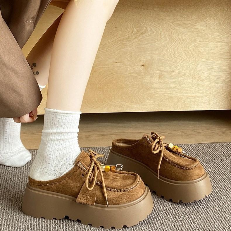 Thick-soled heightening bag head slippers for women's 2025 summer and autumn new models are small, comfortable, and good-looking Ken half slippers.