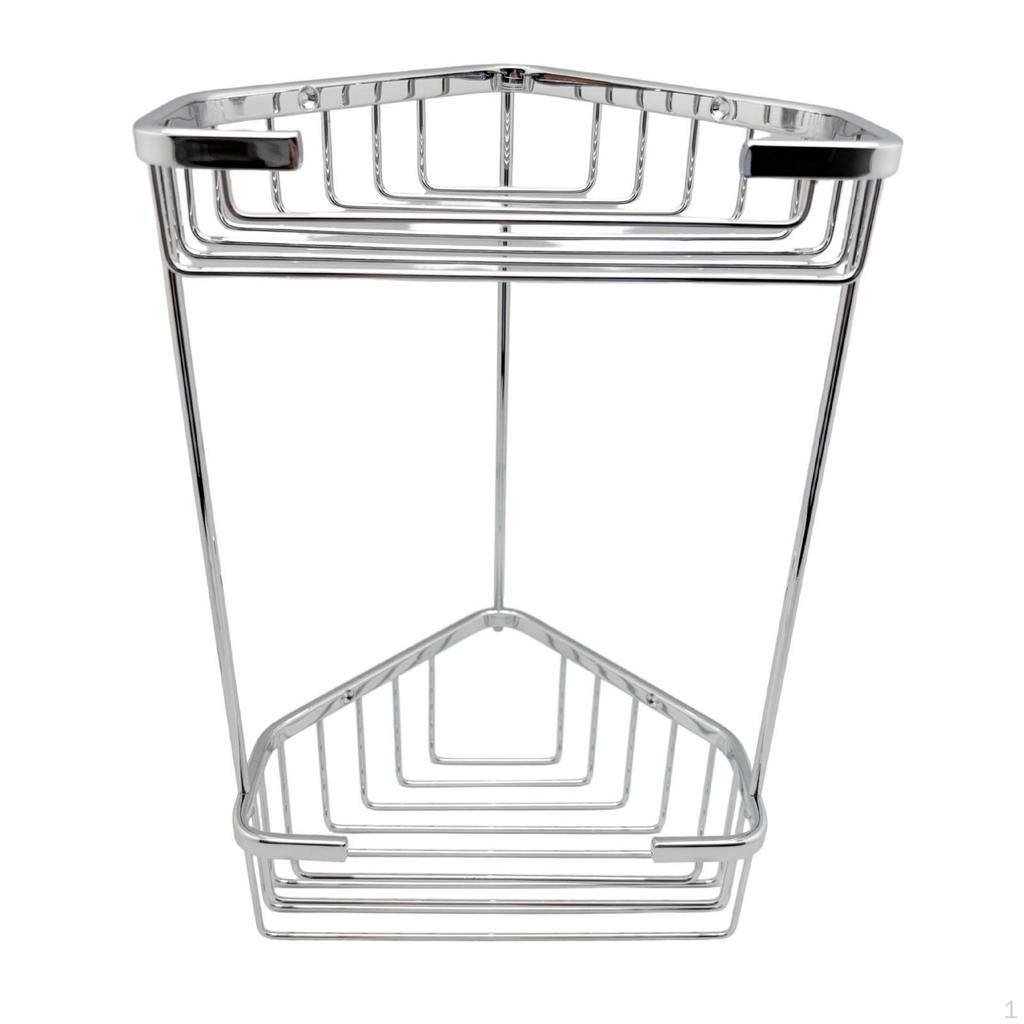 Corner Washroom Rack DoubleLayer Storage Stainless Steel Triangular Wire Basket for
