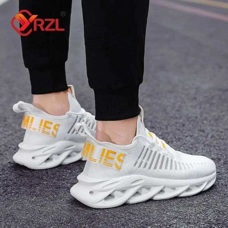YRZL Men Shoes Comfortable Sneakers Womoen Breathable Couple Running Shoes Mesh Tenis Sport Shoes Size 36-46 Waling Sneakers Men