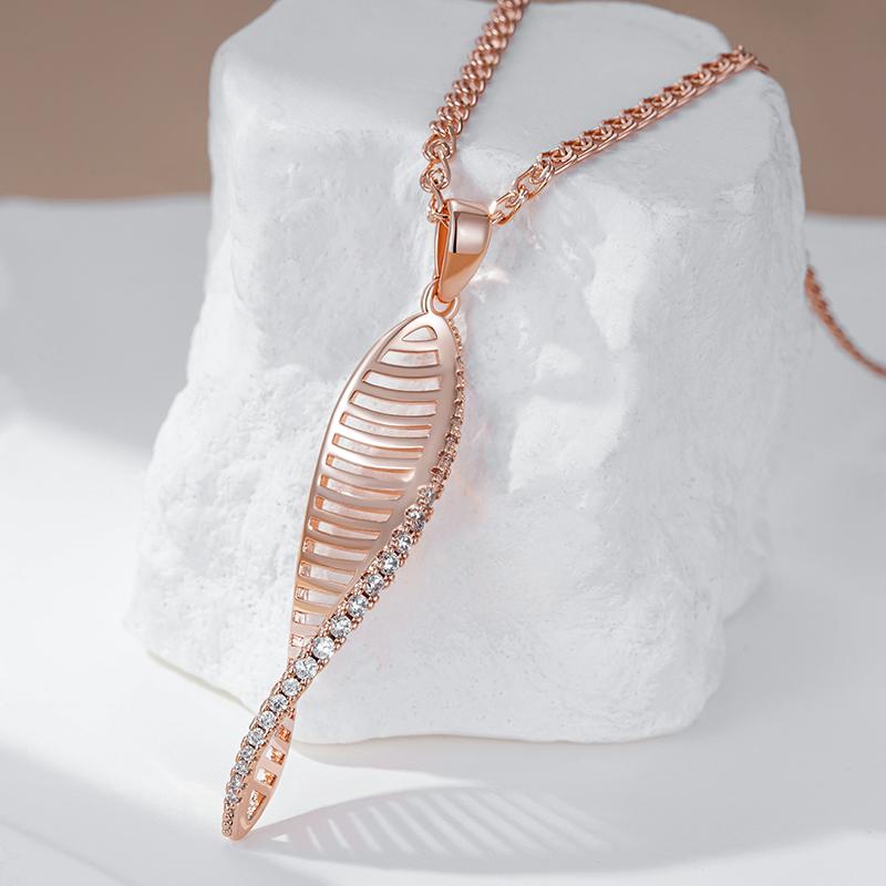 Kienl   Rose Gold Color Long Pendant Necklace For Women Crystal Flower Natural Zircon Accessories Daily Vintage Jewelry