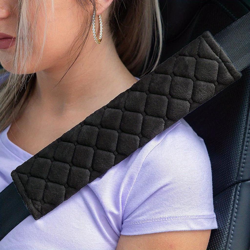 1Pc Travel Accessory Plush Car Seatbelt Embroidered Shoulder Pad